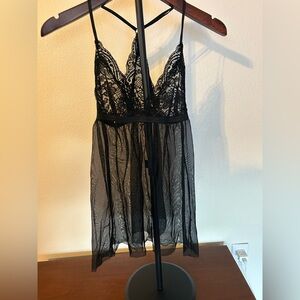 Black Lace Lingerie Baby Doll Dress